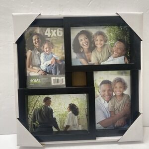 House To Home 4 Photo Frame Wood White 4x6 Photos New In Box 10x10.75"